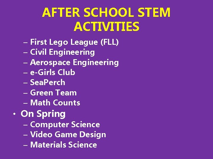 AFTER SCHOOL STEM ACTIVITIES – First Lego League (FLL) – Civil Engineering – Aerospace AFTER SCHOOL STEM ACTIVITIES – First Lego League (FLL) – Civil Engineering – Aerospace