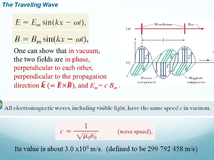 The Traveling Wave Its value is about 3. 0 x 108 m/s. (defined to