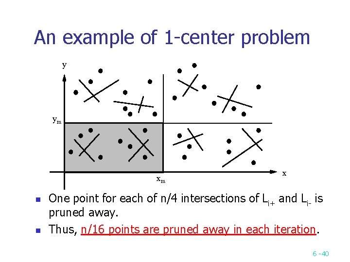An example of 1 center problem y ym xm n n x One point