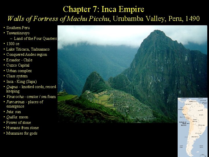 Chapter 7: Inca Empire Walls of Fortress of Machu Picchu, Urubamba Valley, Peru, 1490
