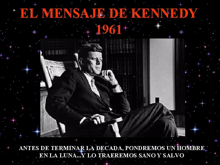 EL MENSAJE DE KENNEDY 1961 ANTES DE TERMINAR LA DECADA, PONDREMOS UN HOMBRE EN