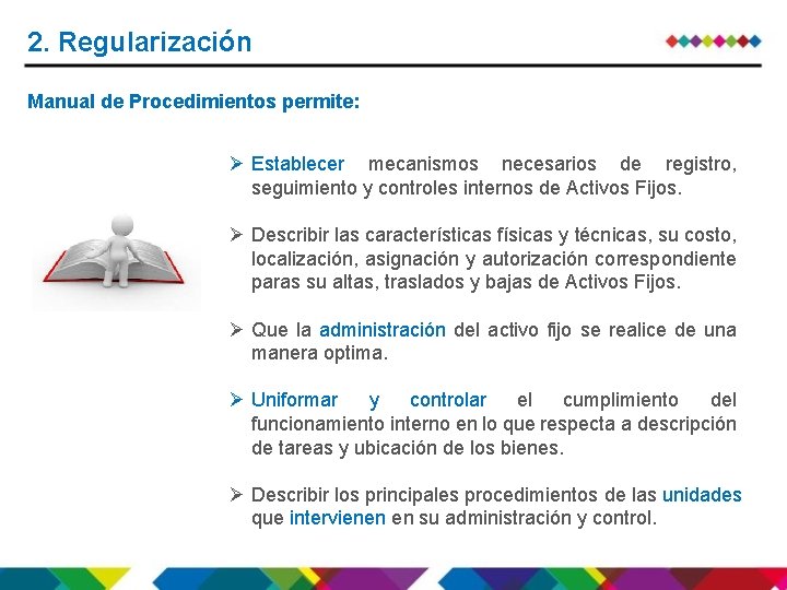 2. Regularización Manual de Procedimientos permite: Ø Establecer mecanismos necesarios de registro, seguimiento y