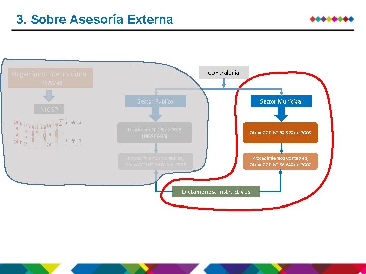 3. Sobre Asesoría Externa Contraloría Organismo Internacional IPSAS-B NICSP Sector Público Sector Municipal Resolución