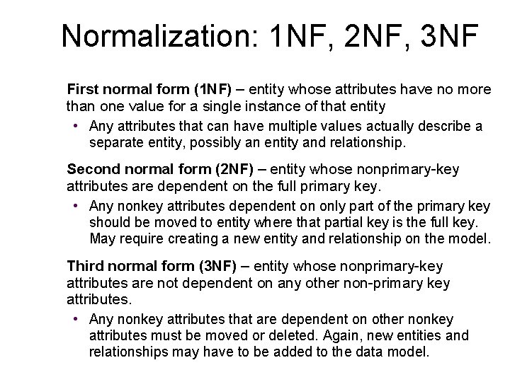 Normalization: 1 NF, 2 NF, 3 NF First normal form (1 NF) – entity