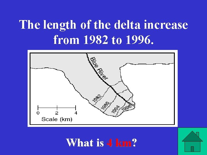 The length of the delta increase from 1982 to 1996. What is 4 km?