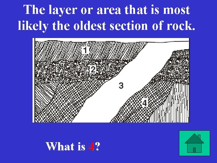 The layer or area that is most likely the oldest section of rock. What