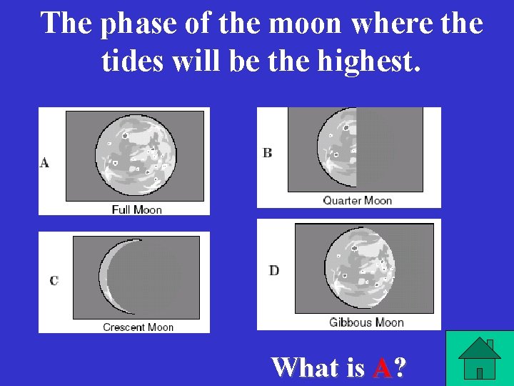 The phase of the moon where the tides will be the highest. What is