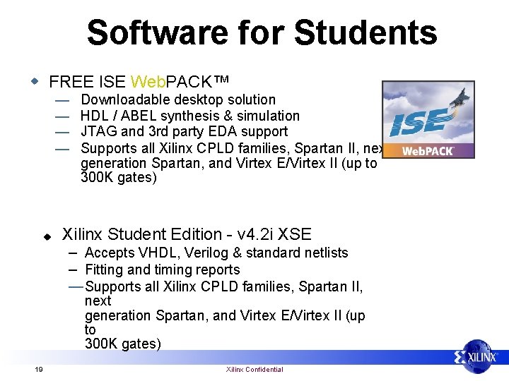 Software for Students w FREE ISE Web. PACK™ — — u Downloadable desktop solution