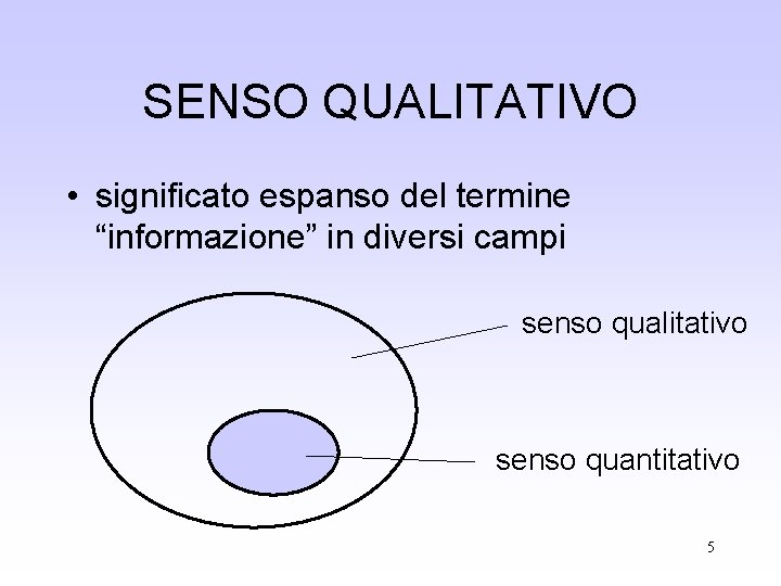 SENSO QUALITATIVO • significato espanso del termine “informazione” in diversi campi senso qualitativo senso SENSO QUALITATIVO • significato espanso del termine “informazione” in diversi campi senso qualitativo senso
