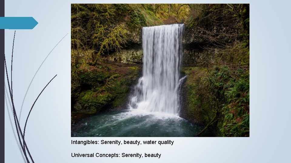 Intangibles: Serenity, beauty, water quality Universal Concepts: Serenity, beauty 