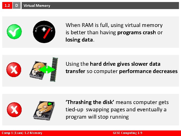 1. 2 D Virtual Memory When RAM is full, using virtual memory is better