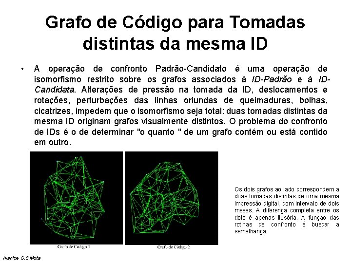 Grafo de Código para Tomadas distintas da mesma ID • A operação de confronto Grafo de Código para Tomadas distintas da mesma ID • A operação de confronto