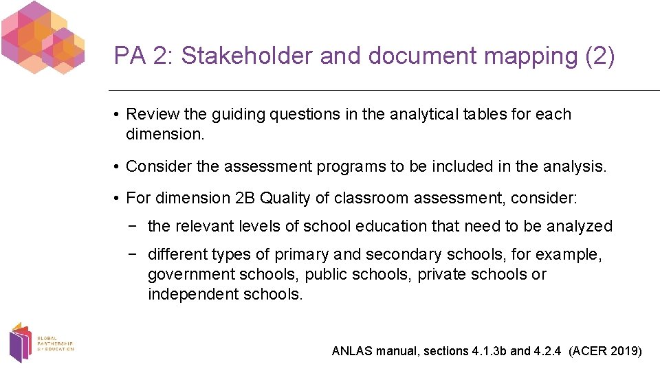 PA 2: Stakeholder and document mapping (2) • Review the guiding questions in the