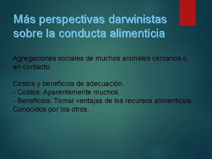 Más perspectivas darwinistas sobre la conducta alimenticia Agregaciones sociales de muchos animales cercanos o Más perspectivas darwinistas sobre la conducta alimenticia Agregaciones sociales de muchos animales cercanos o