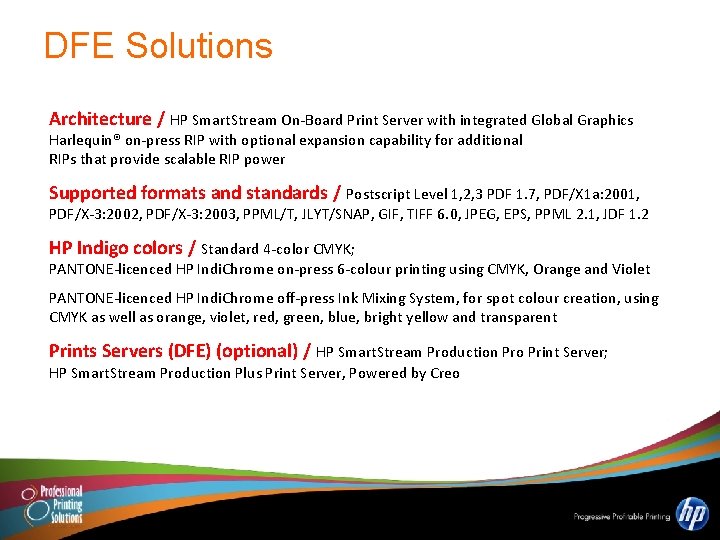 DFE Solutions Architecture / HP Smart. Stream On-Board Print Server with integrated Global Graphics