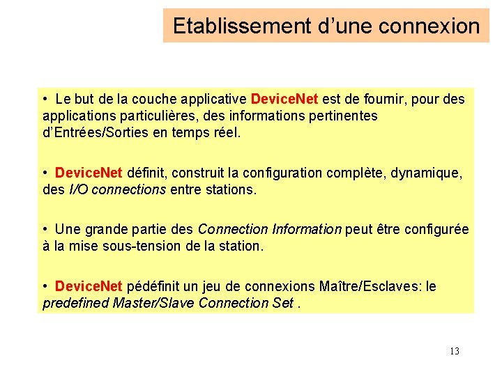 Etablissement d’une connexion • Le but de la couche applicative Device. Net est de