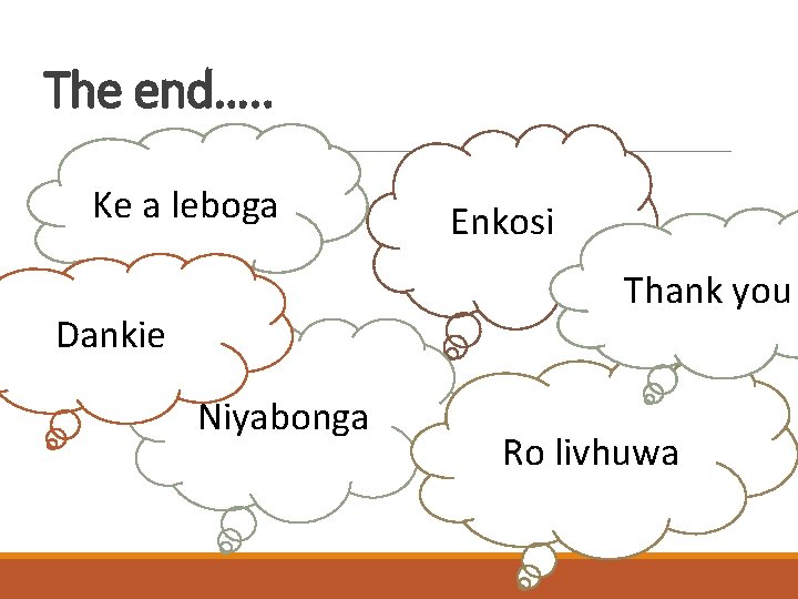 The end…. . Ke a leboga Enkosi Thank you Dankie Niyabonga Ro livhuwa The end…. . Ke a leboga Enkosi Thank you Dankie Niyabonga Ro livhuwa