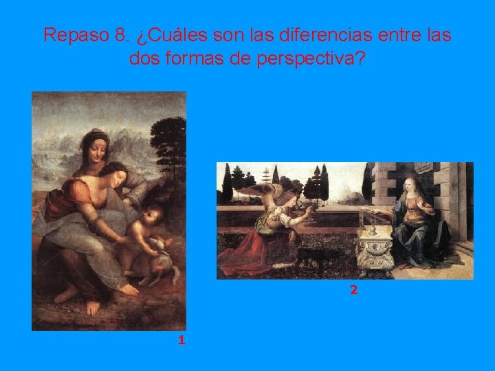 Repaso 8. ¿Cuáles son las diferencias entre las dos formas de perspectiva? 2 1
