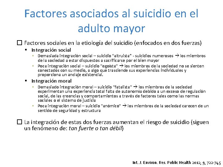 Factores asociados al suicidio en el adulto mayor � Factores sociales en la etiología