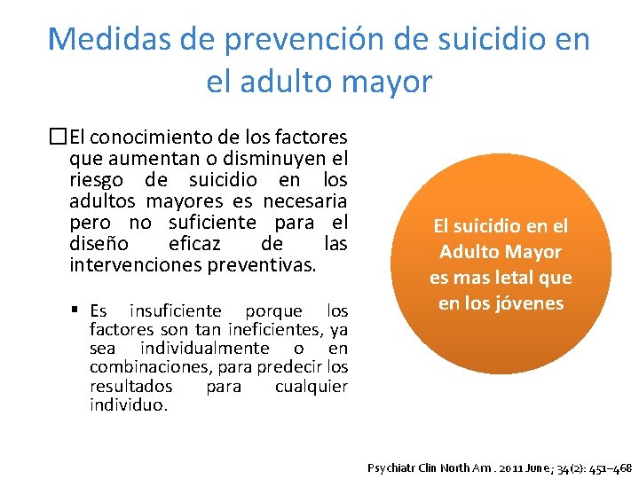 Medidas de prevención de suicidio en el adulto mayor �El conocimiento de los factores