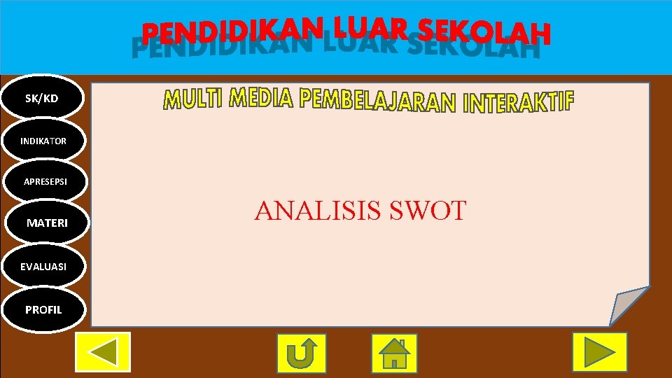 SK/KD INDIKATOR APRESEPSI MATERI EVALUASI PROFIL ANALISIS SWOT 