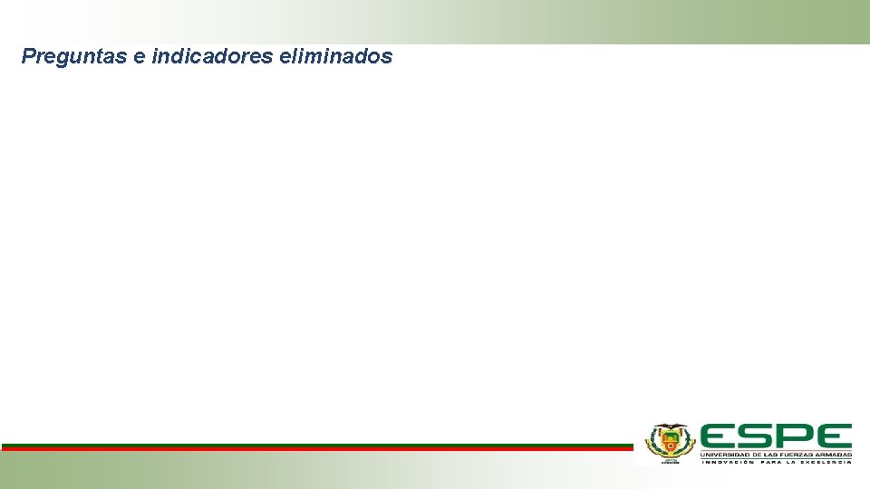 Preguntas e indicadores eliminados 