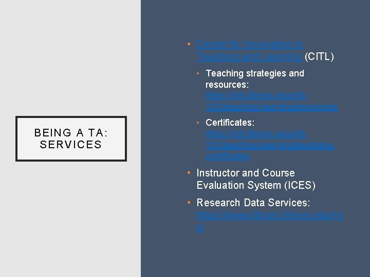 • Center for Innovation in Teaching and Learning (CITL) • Teaching strategies and • Center for Innovation in Teaching and Learning (CITL) • Teaching strategies and