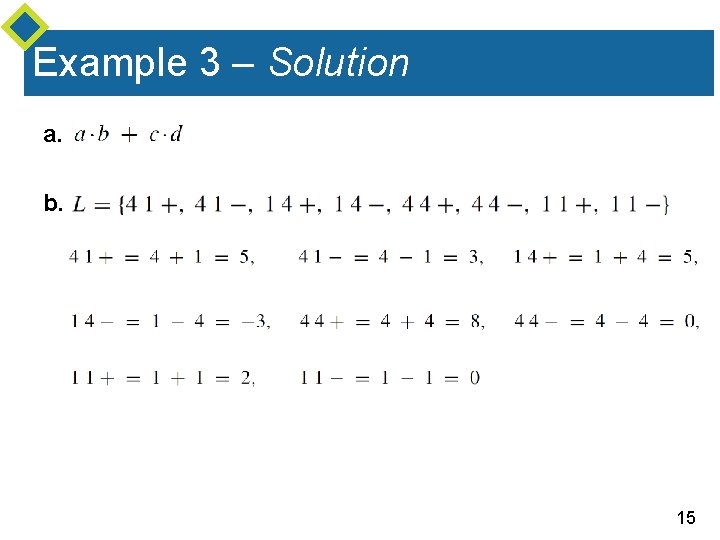 Example 3 – Solution a. b. 15 Example 3 – Solution a. b. 15