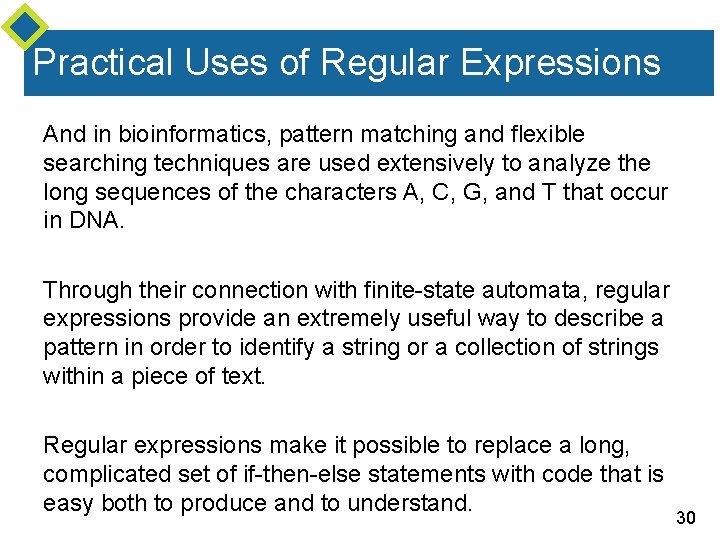 Practical Uses of Regular Expressions And in bioinformatics, pattern matching and flexible searching techniques Practical Uses of Regular Expressions And in bioinformatics, pattern matching and flexible searching techniques