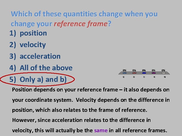 Which of these quantities change when you change your reference frame? 1) position 2)
