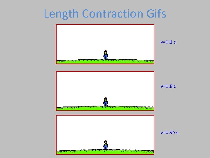 Length Contraction Gifs v=0. 1 c v=0. 8 c v=0. 95 c 