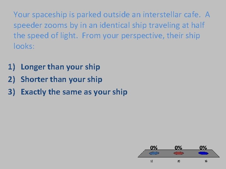 Your spaceship is parked outside an interstellar cafe. A speeder zooms by in an