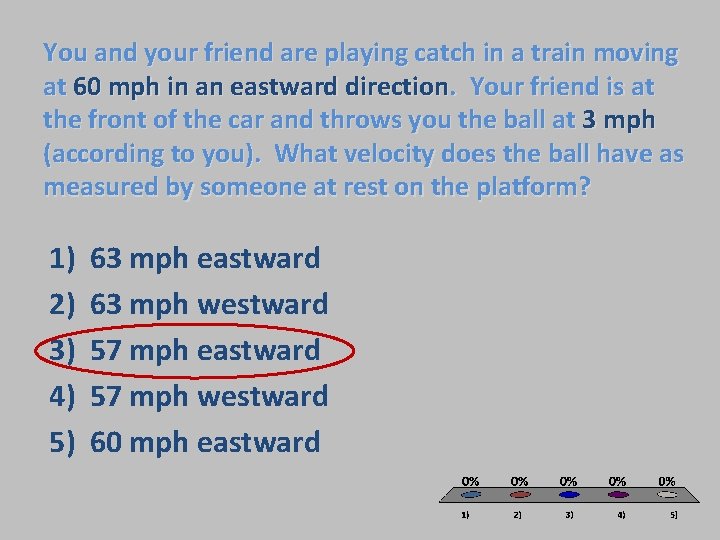 You and your friend are playing catch in a train moving at 60 mph