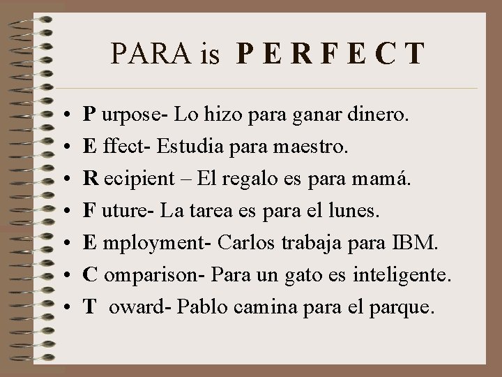 PARA is P E R F E C T • • P urpose- Lo PARA is P E R F E C T • • P urpose- Lo