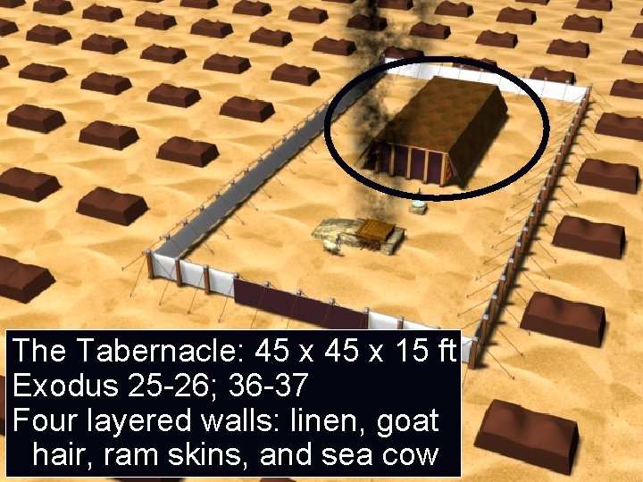 The Tabernacle: 45 x 15 ft Exodus 25 -26; 36 -37 Four layered walls: