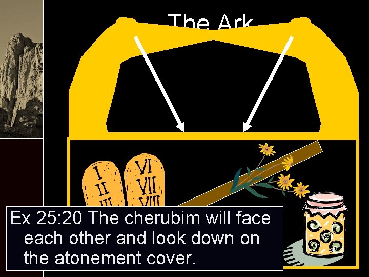 The Ark Ex 25: 20 The cherubim will face each other and look down