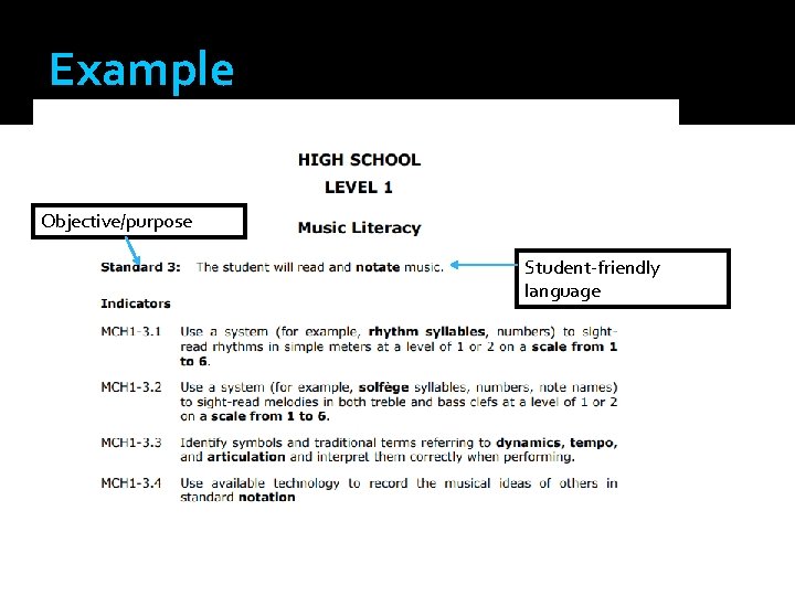 Example Objective/purpose Student-friendly language 