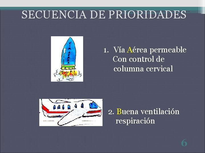 SECUENCIA DE PRIORIDADES 1. Vía Aérea permeable Con control de columna cervical 2. Buena SECUENCIA DE PRIORIDADES 1. Vía Aérea permeable Con control de columna cervical 2. Buena