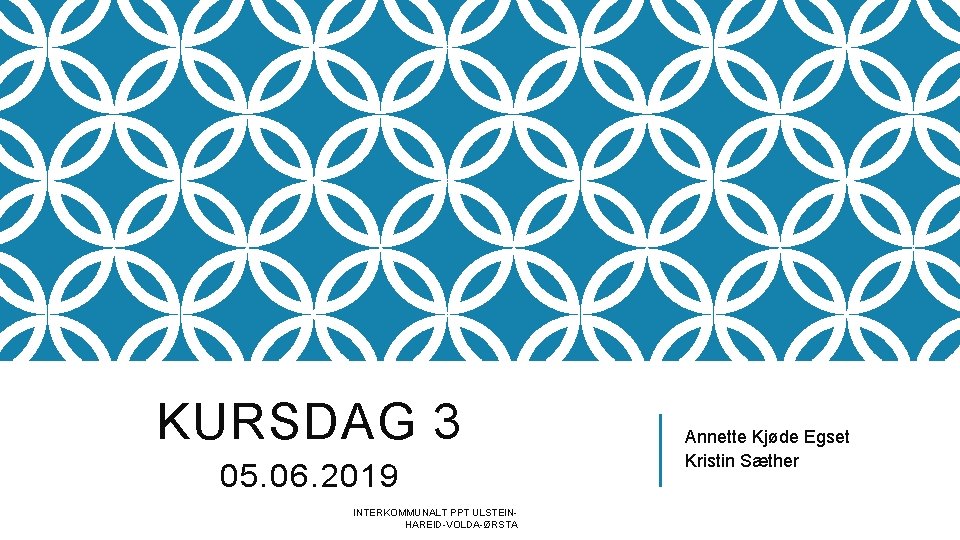 KURSDAG 3 05. 06. 2019 INTERKOMMUNALT PPT ULSTEINHAREID-VOLDA-ØRSTA Annette Kjøde Egset Kristin Sæther 