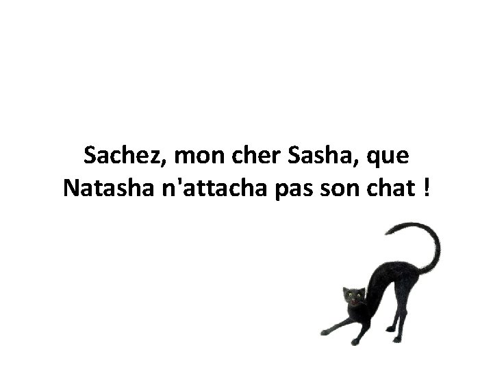 Sachez, mon cher Sasha, que Natasha n'attacha pas son chat ! 