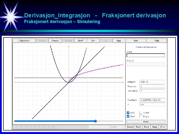 Derivasjon_Integrasjon - Fraksjonert derivasjon – Simulering 