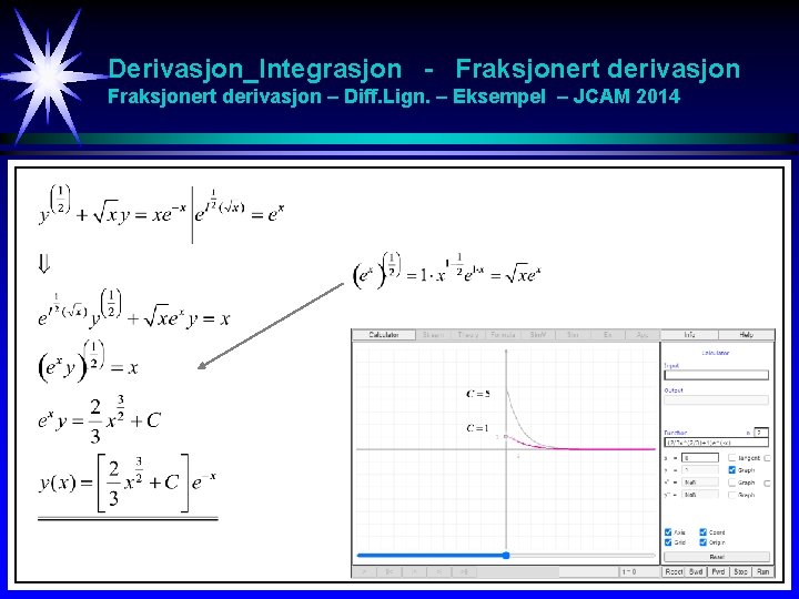 Derivasjon_Integrasjon - Fraksjonert derivasjon – Diff. Lign. – Eksempel – JCAM 2014 