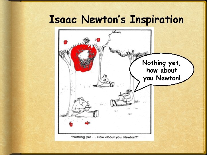 Isaac Newton’s Inspiration Nothing yet, how about you Newton! 