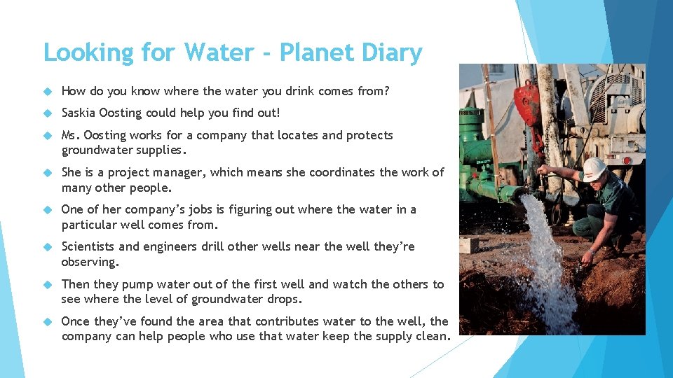 Looking for Water - Planet Diary How do you know where the water you