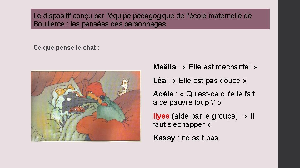 Le dispositif conçu par l’équipe pédagogique de l’école maternelle de Bouillerce : les pensées