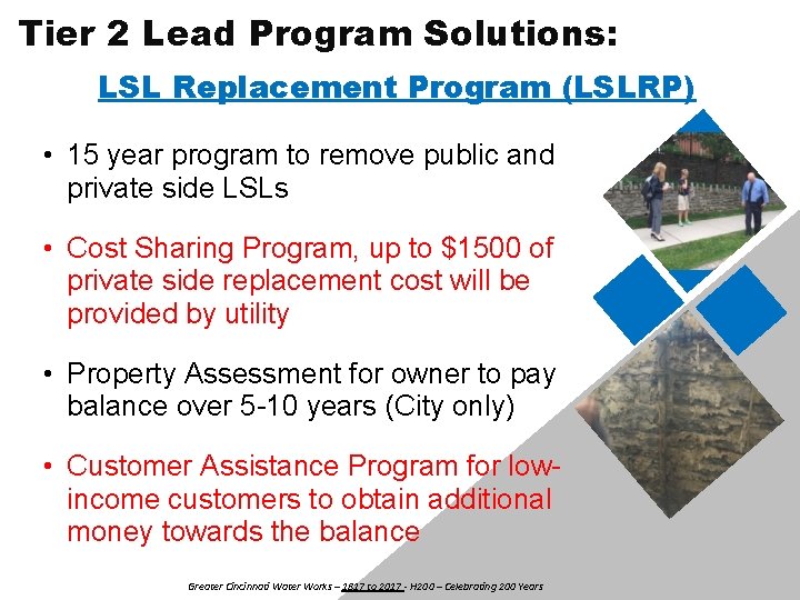 Tier 2 Lead Program Solutions: LSL Replacement Program (LSLRP) • 15 year program to