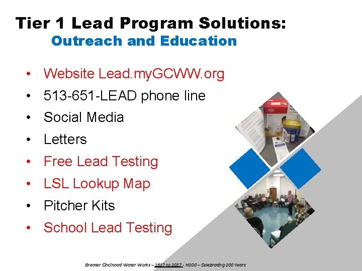 Tier 1 Lead Program Solutions: Outreach and Education • Website Lead. my. GCWW. org