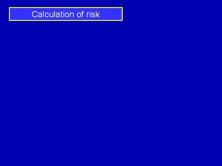 Calculation of risk 