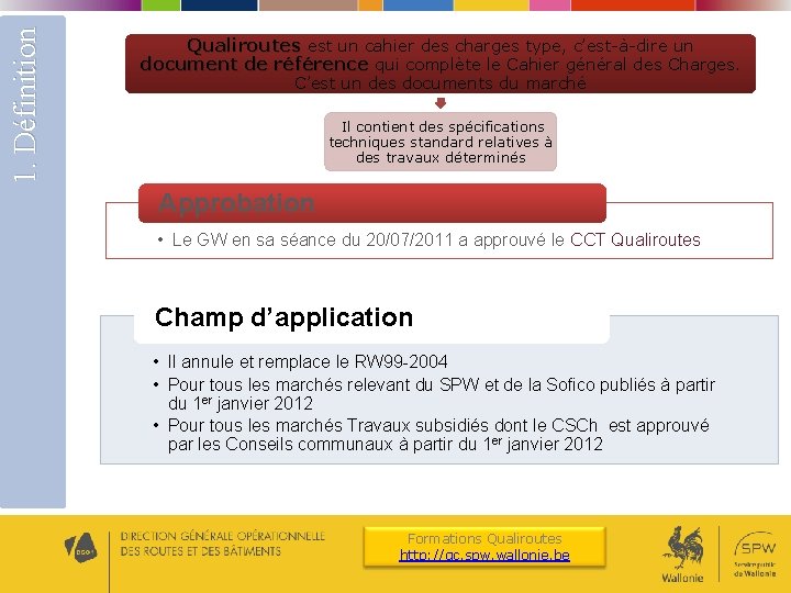 1. Définition Qualiroutes est un cahier des charges type, c’est-à-dire un document de référence 1. Définition Qualiroutes est un cahier des charges type, c’est-à-dire un document de référence