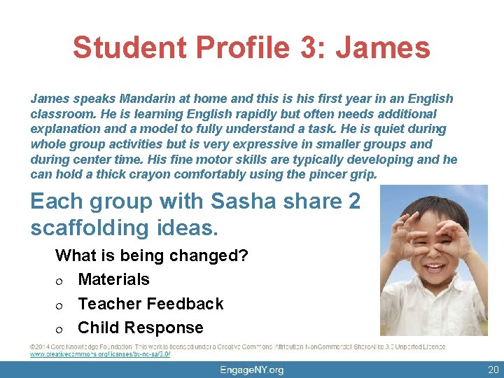 Student Profile 3: James speaks Mandarin at home and this is his first year